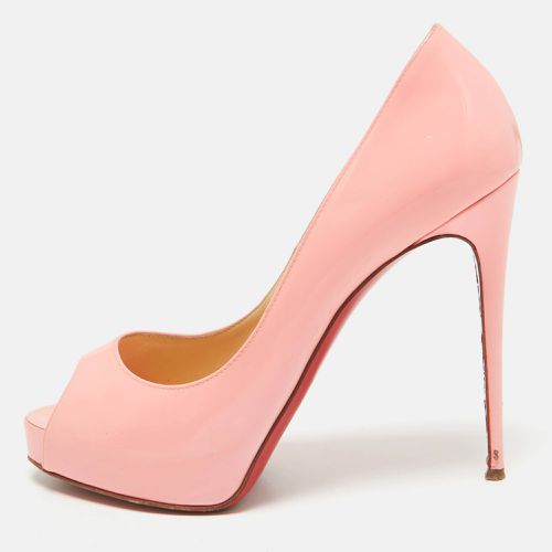 Rose Patent Leather Very Prive Peep Toe Platform Pumps Size 38 - Christian Louboutin - Modalova