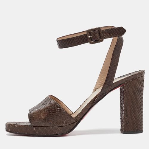 Snakeskin Platform Ankle Strap Sandals Size 38.5 - Christian Louboutin - Modalova