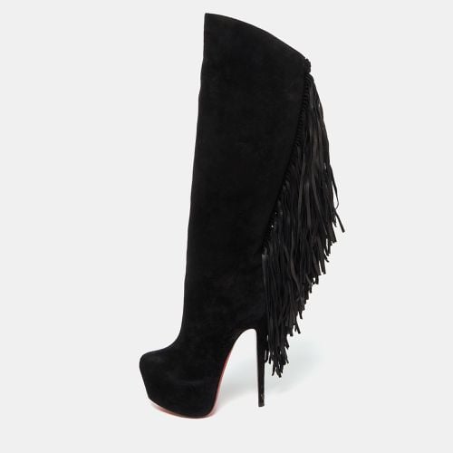 Suede Interlopa Fringe Detail Knee Length Platform Boots Size 36 - Christian Louboutin - Modalova