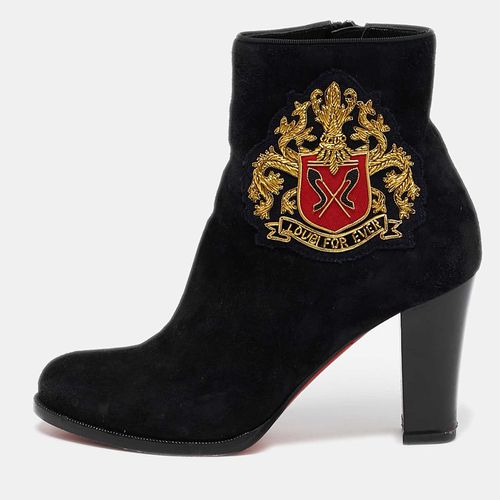 Suede Embroidered Patch Ankle Boots Size 36.5 - Christian Louboutin - Modalova