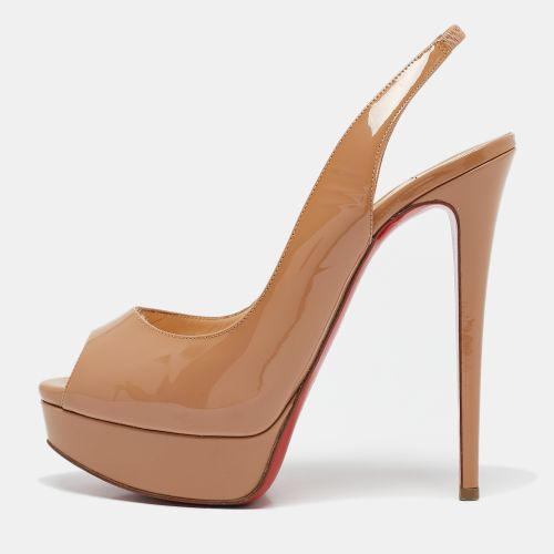 Patent Leather Lady Peep Toe Slingback Platform Pumps Size 38.5 - Christian Louboutin - Modalova