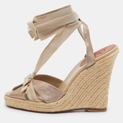 Fabric and Leather Delfin Espadrille Wedge Sandals Size 39 - Christian Louboutin - Modalova