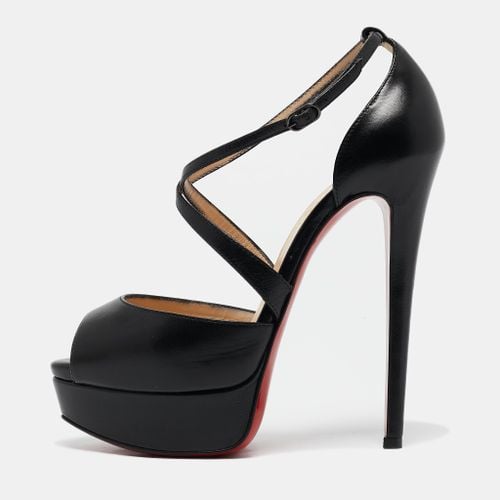 Leather Cross Me Platform Peep Toe Pumps Size 35.5 - Christian Louboutin - Modalova