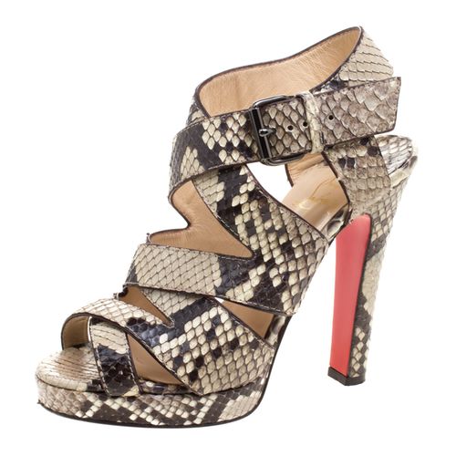 Two Tone Python Leather Criss Cross Strap Platform Sandals Size 37 - Christian Louboutin - Modalova