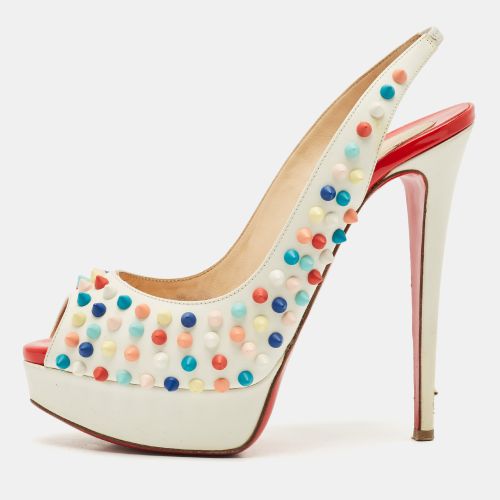 Leather Lady Peep Multicolor Spikes Slingback Sandals Size 38.5 - Christian Louboutin - Modalova