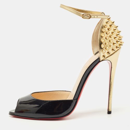 Gold Patent Leather Pina Spike Sandals Size 37.5 - Christian Louboutin - Modalova