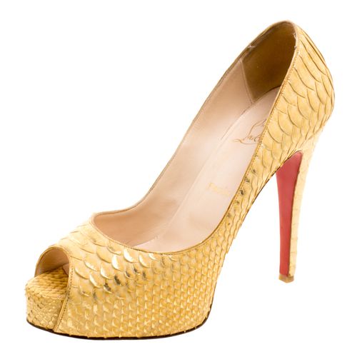 Metallic Python Leather Altadama Peep Toe Pumps Size 40 - Christian Louboutin - Modalova