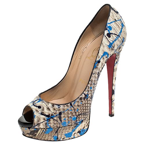 Python Leather Troca Altareva Lady Peep Toe Platform Pumps Size 38 - Christian Louboutin - Modalova