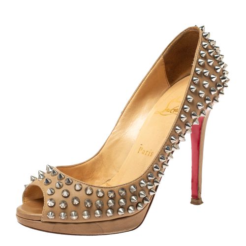 Leather Yolanda Spikes Peep Toe Pumps Size 36.5 - Christian Louboutin - Modalova