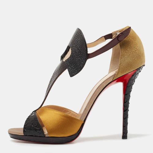 Yellow Python Embossed Leather, Suede and Satin Aztec Sandals Size 41 - Christian Louboutin - Modalova