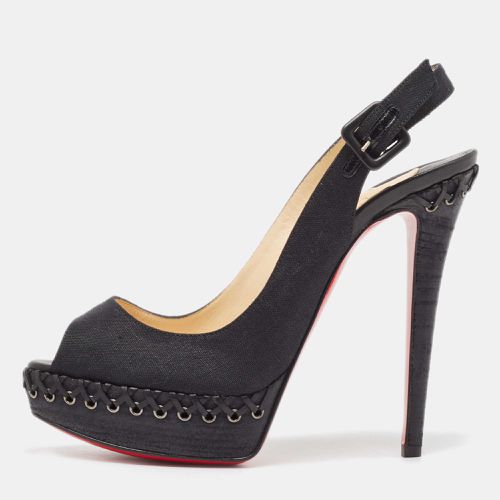 Canvas Indiana Platform Pumps Size 37.5 - Christian Louboutin - Modalova