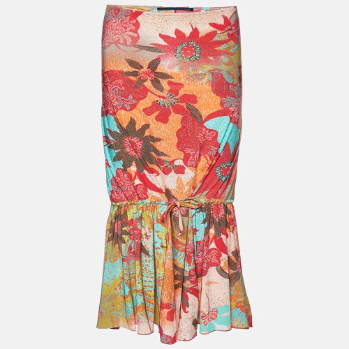 Floral Print Jersey Flounce Midi Skirt M - Class by Roberto Cavalli - Modalova