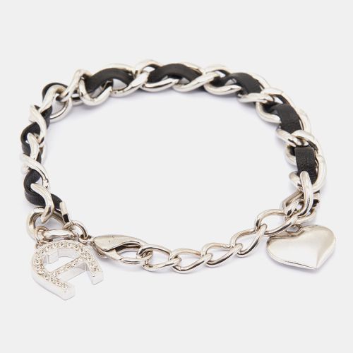 Black Leather & Tone Metal Chain Bracelet - Aigner - Modalova