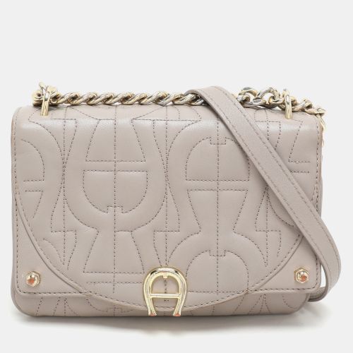 Taupe Signature Leather Mini Diadora Crossbody Bag - Aigner - Modalova