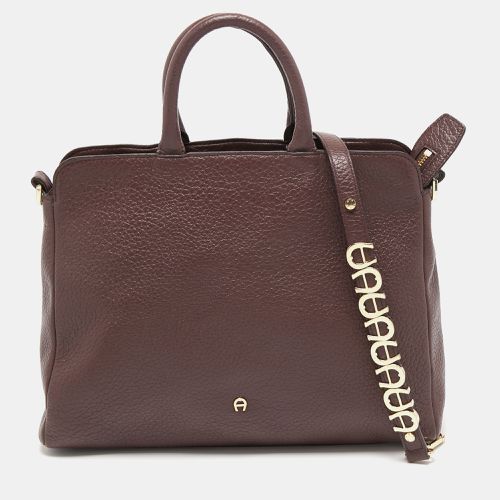 Dark Leather Embellished Satchel - Aigner - Modalova