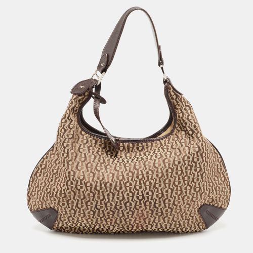 Brown Signature Canvas and Leather Hobo - Aigner - Modalova