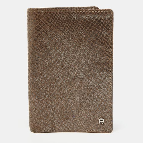 Shimmer Snakeskin Embossed Leather Bifold Wallet - Aigner - Modalova