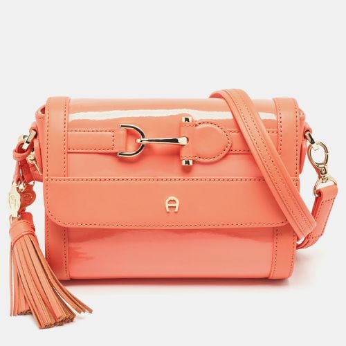 Peach Patent and Leather Clasp Flap Shoulder Bag - Aigner - Modalova