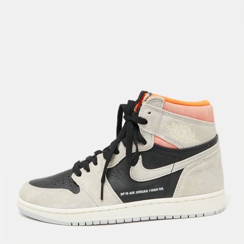 Jordan Grey/Black Suede And Leather 1 Retro High Neutral Hyper Crimson Sneakers Size 40.5 - Air Jordans - Modalova