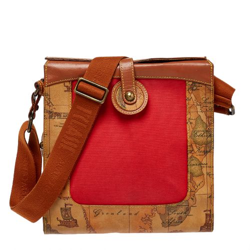 Geo Print Coated Canvas and Leather Flap Messenger Bag - Alviero Martini 1A Classe - Modalova