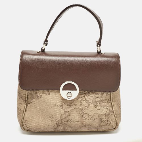 Choco /Beige Coated Canvas and Leather Top Handle Bag - Alviero Martini 1A Classe - Modalova