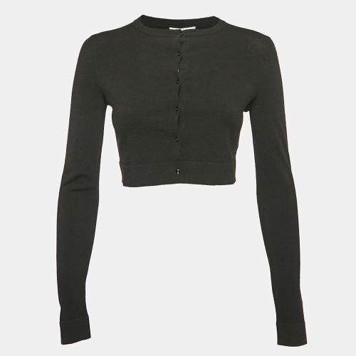 Wool Rib Stretch Button Front Crop Cardigan M - Alaia - Modalova