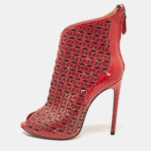 Laser Cut Python Peep Toe Booties Size 40 - Alaia - Modalova