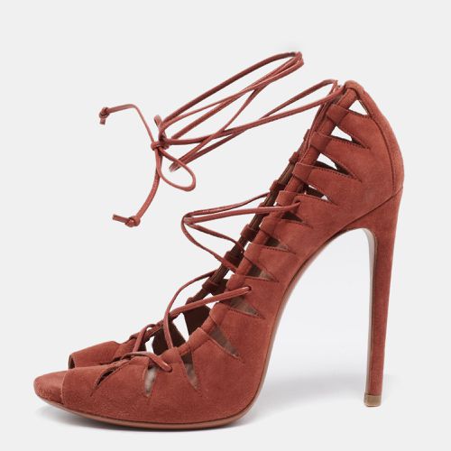 Brick Suede Cut-Out Peep-Toe Ankle-Tie Sandals Size 39 - Alaia - Modalova