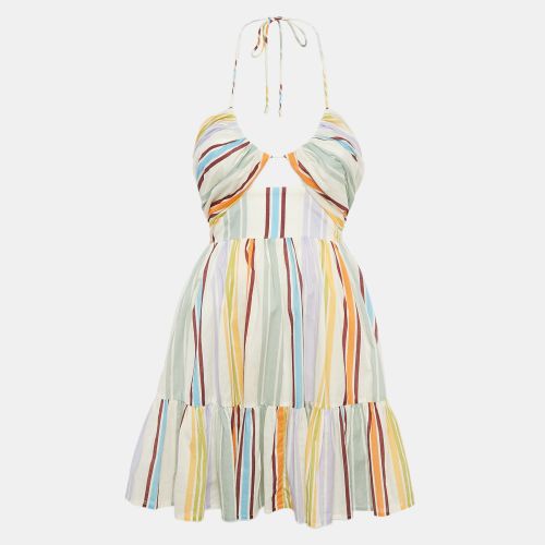 Stripe Print Cotton Halter Neck Mini Axum Dress M - Alemais - Modalova