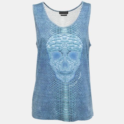 Skull Printed Cotton Knit Tank Top S - Alexander McQueen - Modalova