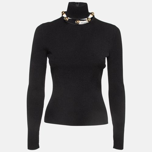 Metallic Sphere High-Neck Rib Knit Sweater S - Alexander McQueen - Modalova