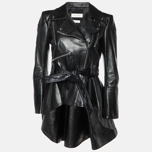 Leather Peplum Biker Jacket M - Alexander McQueen - Modalova