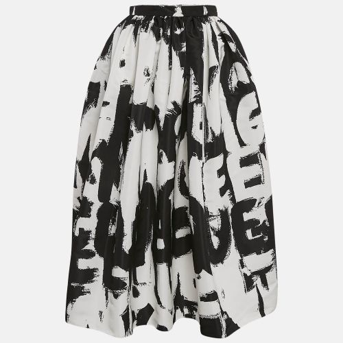 Black Monochrome Graffiti Print Faille Midi Skirt S - Alexander McQueen - Modalova