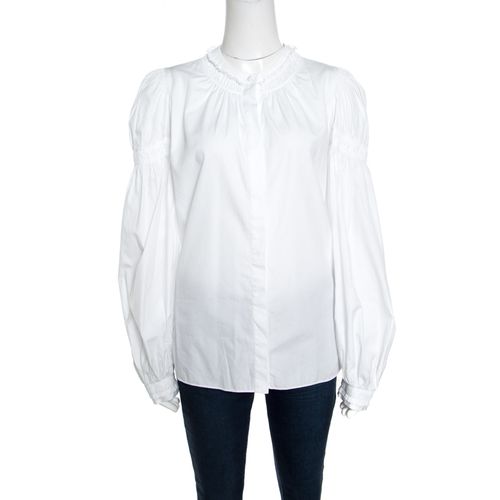 Ruffled Gathered Trim Detail Long Sleeve Blouse M - Alexander McQueen - Modalova