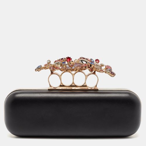 Leather Crystals Embellished Knuckle Box Clutch - Alexander McQueen - Modalova