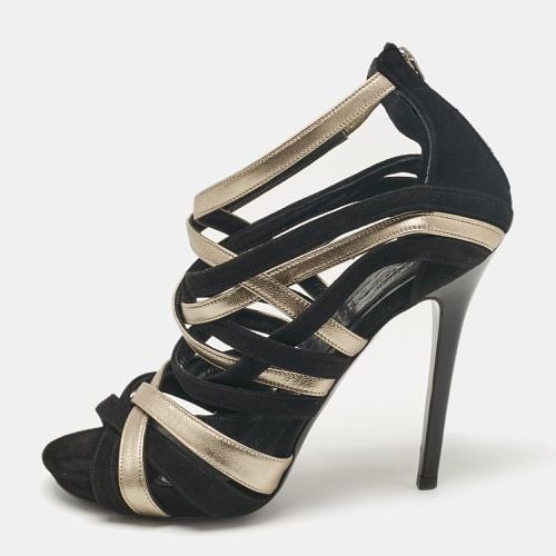 Metallic Suede and Leather Strappy Sandals Size 37.5 - Alexander McQueen - Modalova