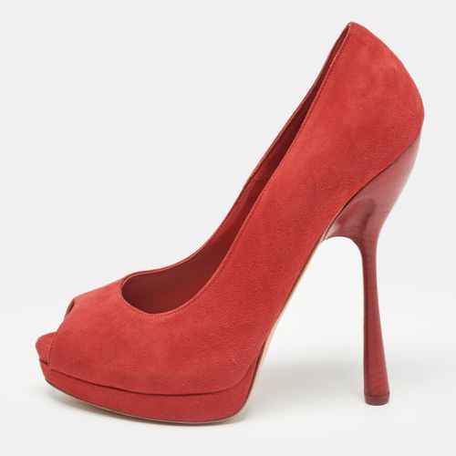 Suede Peep Toe Platform Pumps Size 38.5 - Alexander McQueen - Modalova