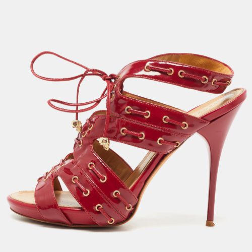 Patent Leather Lace Up Ankle Strap Sandals Size 39 - Alexander McQueen - Modalova