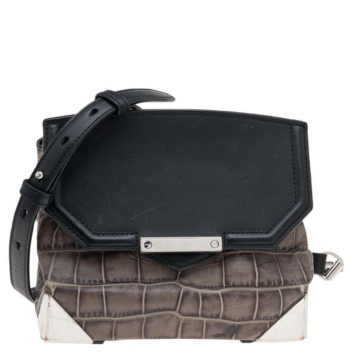 Black Croc Embossed Leather Mini Marion Prisma Shoulder Bag - Alexander Wang - Modalova