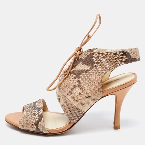 Brown Snakeskin Lace Up Sandals Size 39.5 - Alexandre Birman - Modalova