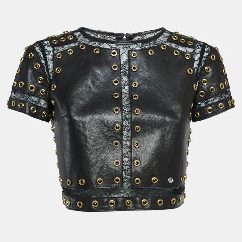 Lace Trim Leather Studded Crop Top XS - Alice + Olivia - Modalova