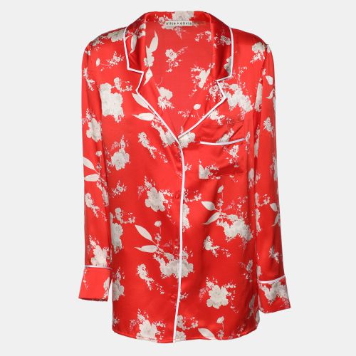 White Floral Print Silk Top M - Alice + Olivia - Modalova