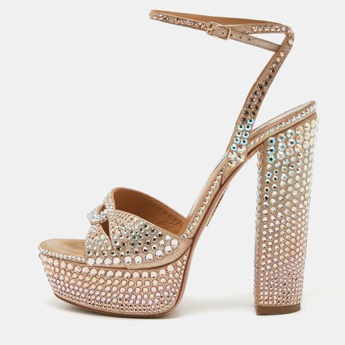 Rose Crystal Embellished Leather Sinner Sandals Size 39 - Aquazzura - Modalova