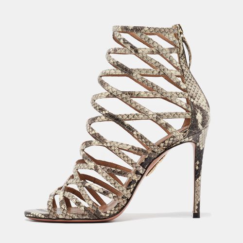 Snakeskin Embossed Leather knockout Gladiator Sandals Size 36.5 - Aquazzura - Modalova