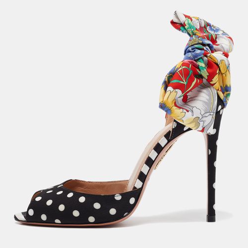 X Racil Polka Dot Fabric and Printed Satin Bow Sandals Size 36 - Aquazzura - Modalova