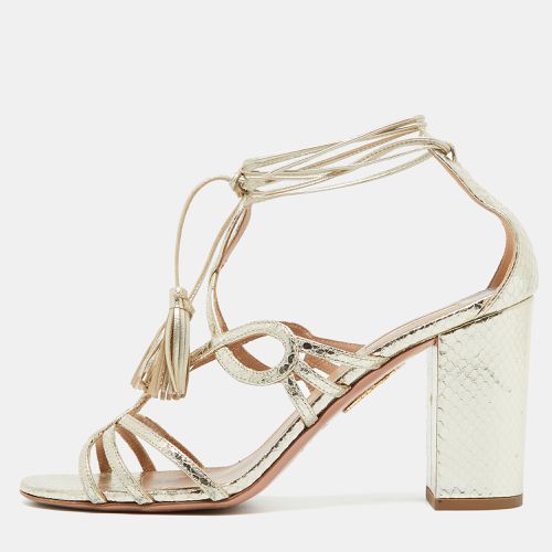 Snakeskin Embossed Leather Gitana Ankle Strap Sandals Size 41 - Aquazzura - Modalova