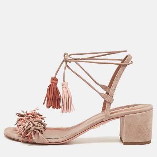 Suede Fringe Wild Thing Ankle Strap Sandals Size 39.5 - Aquazzura - Modalova