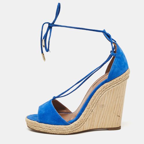 Suede Ankle Tie Wedge Sandals Size 38 - Aquazzura - Modalova