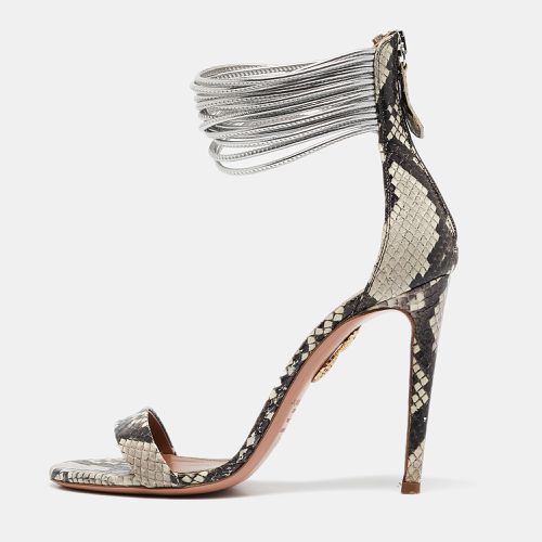 Brown Python Embossed Leather Spin Me Around Sandals Size 36 - Aquazzura - Modalova