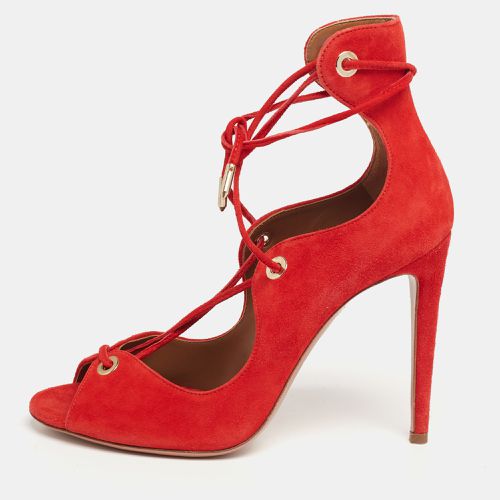 Suede Tango Curvy Lace-Up Sandals Size 37 - Aquazzura - Modalova